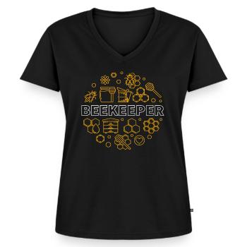 Honigbiene Bienchen Imker Biene Bienen - Frauen Premium Bio T-Shirt mit V-Ausschnitt - Schwarz - Vorne - AI Model Female 172 light (172cm)