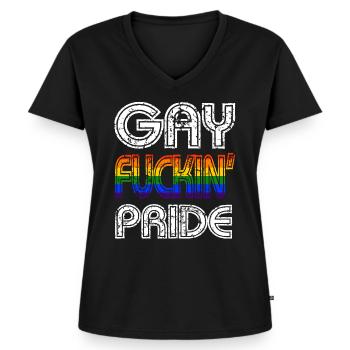 Gay fucking Pride LGBT Gay Pride Rainbow - Women's Premium Organic V-neck T-shirt - black - Front - AI Model Female 172 light (172cm)