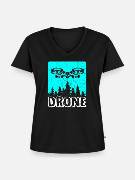 Drohne Drone Dronenpilot Quadrocopter - Frauen Premium Bio T-Shirt mit V-Ausschnitt - Schwarz
