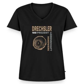 Cooles Holzdesign für den Beruf Drechsler Handwerk - Frauen Premium Bio T-Shirt mit V-Ausschnitt - Schwarz - Vorne - AI Model Female 172 light (172cm)
