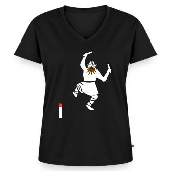 Kubb - Frauen Premium Bio T-Shirt mit V-Ausschnitt - Schwarz - Vorne - AI Model Female 172 light (172cm)