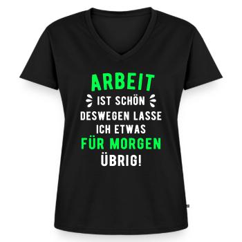 Arbeit Spruch - Frauen Premium Bio T-Shirt mit V-Ausschnitt - Schwarz - Vorne - AI Model Female 172 light (172cm)