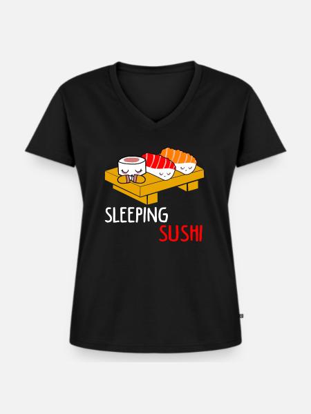 Sushi - Frauen Premium Bio T-Shirt mit V-Ausschnitt - Schwarz