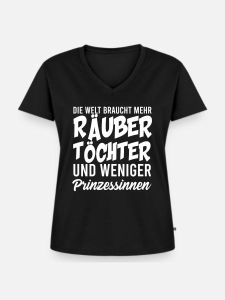 RÄUBER TÖCHTER, GESCHENK - Frauen Premium Bio T-Shirt mit V-Ausschnitt - Schwarz