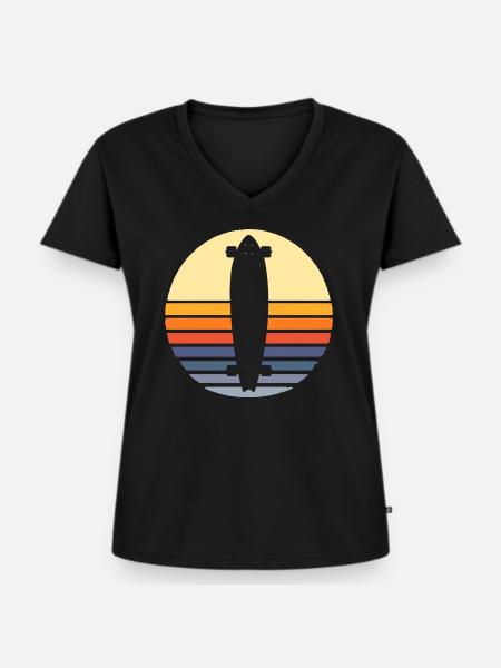 Longboard Longboarding Longboarder Skate - Frauen Premium Bio T-Shirt mit V-Ausschnitt - Schwarz