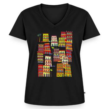 Havanna, Kuba - Frauen Premium Bio T-Shirt mit V-Ausschnitt - Schwarz - Vorne - AI Model Female 172 light (172cm)