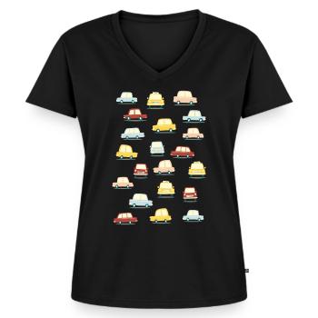 Voitures anciennes - T-shirt encolure en V Premium bio Femme - noir - Devant - AI Model Female 172 light (172cm)