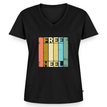 Cadeau rétro de ski nordique avec talon gratuit Telemark - T-shirt encolure en V Premium bio Femme - noir - Devant - AI Model Female 172 light (172cm)