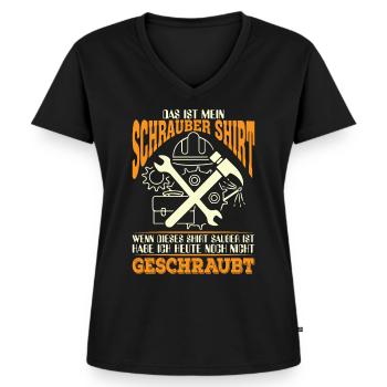Schrauber - Frauen Premium Bio T-Shirt mit V-Ausschnitt - Schwarz - Vorne - AI Model Female 172 light (172cm)