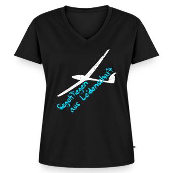 Segelflieger Segelfliegen Pilot - Frauen Premium Bio T-Shirt mit V-Ausschnitt - Schwarz - Vorne - AI Model Female 172 light (172cm)