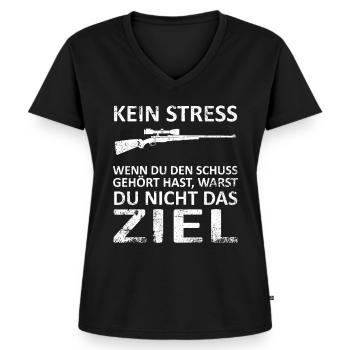 Schützenkönig Sportschießen Schützenverein - Frauen Premium Bio T-Shirt mit V-Ausschnitt - Schwarz - Vorne - AI Model Female 172 light (172cm)
