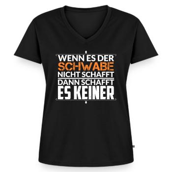 Schwabe Schwaben Schwäbisch Spruch Geschenkidee - Frauen Premium Bio T-Shirt mit V-Ausschnitt - Schwarz - Vorne - AI Model Female 172 light (172cm)