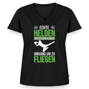 Torwart Torhüter Keeper Fussball - Frauen Premium Bio T-Shirt mit V-Ausschnitt - Schwarz - Vorne - AI Model Female 172 light (172cm)