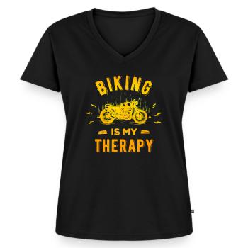 Motor voor motorrijders Evolutie van motorrijders - Vrouwen Premium Bio T-shirt met V-hals - zwart - Voor - AI Model Female 172 light (172cm)