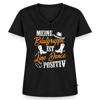 Line Dance Blutgruppe Line Dance positiv - Frauen Premium Bio T-Shirt mit V-Ausschnitt - Schwarz - Vorne - AI Model Female 172 light (172cm)