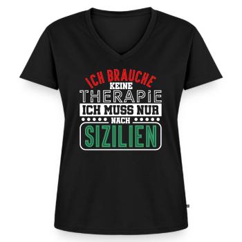 Sizilien Italien Palermo Italiener Geschenk - Frauen Premium Bio T-Shirt mit V-Ausschnitt - Schwarz - Vorne - AI Model Female 172 light (172cm)