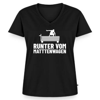 Runter vom Mattenwagen - Frauen Premium Bio T-Shirt mit V-Ausschnitt - Schwarz - Vorne - AI Model Female 172 light (172cm)