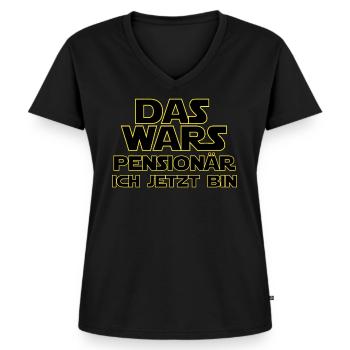 Pensionär Rente Ruhestand - Frauen Premium Bio T-Shirt mit V-Ausschnitt - Schwarz - Vorne - AI Model Female 172 light (172cm)
