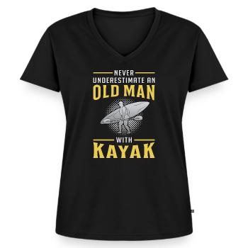 Kayak Kajak Wassersport Kanu Kayaking Geschenkidee - Frauen Premium Bio T-Shirt mit V-Ausschnitt - Schwarz - Vorne - AI Model Female 172 light (172cm)