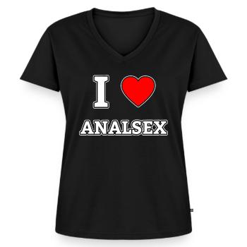 Ein freches TStück für ein freches Sie, das "ich - Frauen Premium Bio T-Shirt mit V-Ausschnitt - Schwarz - Vorne - AI Model Female 172 light (172cm)