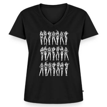2reborn sexy pin up modèles filles lingerie wh - T-shirt encolure en V Premium bio Femme - noir - Devant - AI Model Female 172 light (172cm)