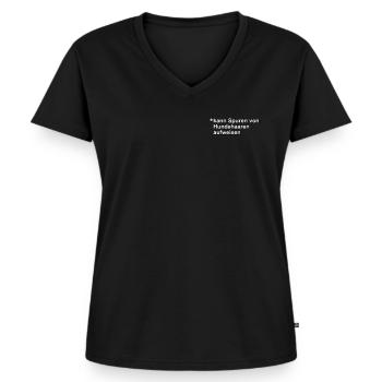Kann Spuren von Hundehaaren Aufweisen Enthalten - Frauen Premium Bio T-Shirt mit V-Ausschnitt - Schwarz - Vorne - AI Model Female 172 light (172cm)