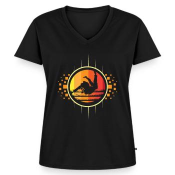 Judo Retro - Frauen Premium Bio T-Shirt mit V-Ausschnitt - Schwarz - Vorne - AI Model Female 172 light (172cm)