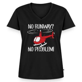 Hubschrauber Helikopter Pilot - Frauen Premium Bio T-Shirt mit V-Ausschnitt - Schwarz - Vorne - AI Model Female 172 light (172cm)