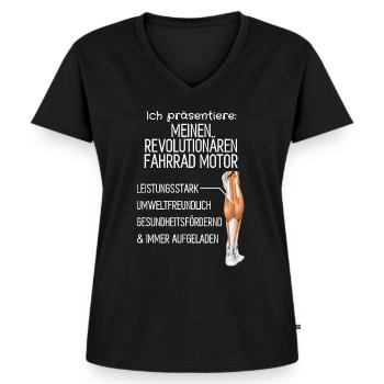 Fahrradfahrer ohne Motor Muskelkraft anti Ebike - Frauen Premium Bio T-Shirt mit V-Ausschnitt - Schwarz - Vorne - AI Model Female 172 light (172cm)