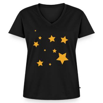 Stern Sterne - Frauen Premium Bio T-Shirt mit V-Ausschnitt - Schwarz - Vorne - AI Model Female 172 light (172cm)