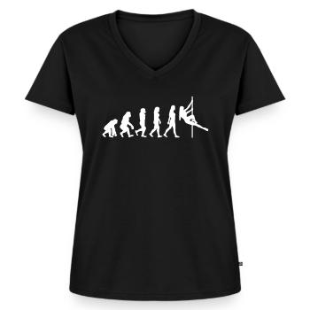 Pole Dance Evolution cadeau pole dancer - T-shirt encolure en V Premium bio Femme - noir - Devant - AI Model Female 172 light (172cm)