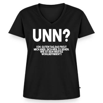 Unn Pfälzer Mundart Pfalz Geschenk - Frauen Premium Bio T-Shirt mit V-Ausschnitt - Schwarz - Vorne - AI Model Female 172 light (172cm)