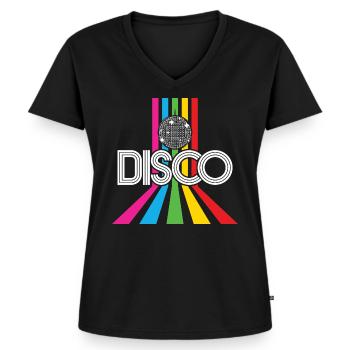 Disco 80's party retro 80's disco gift - Women's Premium Organic V-neck T-shirt - black - Front - AI Model Female 172 light (172cm)