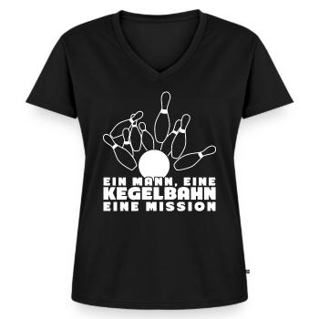 Kegeln - lustiger Kegler Herren Spruch - Frauen Premium Bio T-Shirt mit V-Ausschnitt - Schwarz - Vorne - AI Model Female 172 light (172cm)
