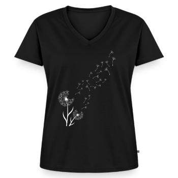 Pusteblume - Frauen Premium Bio T-Shirt mit V-Ausschnitt - Schwarz - Vorne - AI Model Female 172 light (172cm)