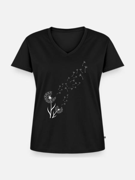 Pusteblume - Frauen Premium Bio T-Shirt mit V-Ausschnitt - Schwarz