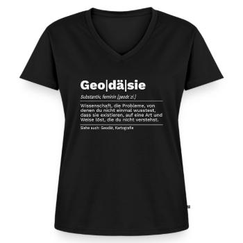 Geodäsie Geomatiker Vermessungstechnik Definition - Frauen Premium Bio T-Shirt mit V-Ausschnitt - Schwarz - Vorne - AI Model Female 172 light (172cm)