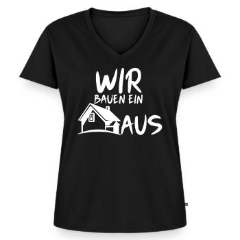 Wir bauen ein Haus - Frauen Premium Bio T-Shirt mit V-Ausschnitt - Schwarz - Vorne - AI Model Female 172 light (172cm)