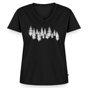 Arbre blanc -arbres - T-shirt encolure en V Premium bio Femme - noir - Devant - AI Model Female 172 light (172cm)