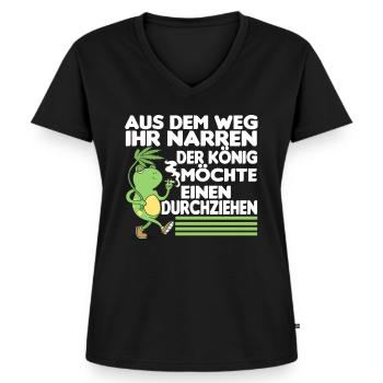 Cannabis Weed Kiffer Geschenk - Frauen Premium Bio T-Shirt mit V-Ausschnitt - Schwarz - Vorne - AI Model Female 172 light (172cm)