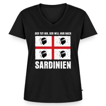 Sardinien Italien Urlaub Spruch - Frauen Premium Bio T-Shirt mit V-Ausschnitt - Schwarz - Vorne - AI Model Female 172 light (172cm)