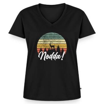 Nodda! Siegerland Siegen Wittgenstein Geschenk - Frauen Premium Bio T-Shirt mit V-Ausschnitt - Schwarz - Vorne - AI Model Female 172 light (172cm)