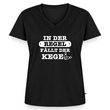 Kegel Spruch Kegler Bowling Kegelverein - Frauen Premium Bio T-Shirt mit V-Ausschnitt - Schwarz - Vorne - AI Model Female 172 light (172cm)