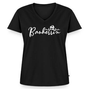 Bauherrin - Frauen Premium Bio T-Shirt mit V-Ausschnitt - Schwarz - Vorne - AI Model Female 172 light (172cm)