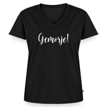 Gemorje Siegerland Wittgenstein - Frauen Premium Bio T-Shirt mit V-Ausschnitt - Schwarz - Vorne - AI Model Female 172 light (172cm)
