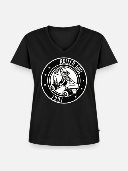 Roller Girl 1991 Geschenk - Frauen Premium Bio T-Shirt mit V-Ausschnitt - Schwarz