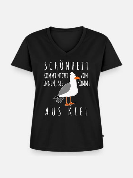 Kiel Spruch Witz Möwe - Frauen Premium Bio T-Shirt mit V-Ausschnitt - Schwarz