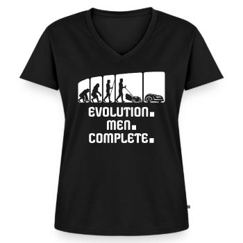 Mähroboter Rasenmäher Evolutions - Frauen Premium Bio T-Shirt mit V-Ausschnitt - Schwarz - Vorne - AI Model Female 172 light (172cm)
