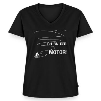 Radfahrer Ich Bin Der Motor Fahrrad - Frauen Premium Bio T-Shirt mit V-Ausschnitt - Schwarz - Vorne - AI Model Female 172 light (172cm)