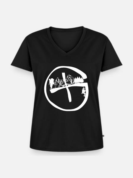 Geocaching motif - T-shirt encolure en V Premium bio Femme - noir